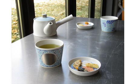 ARITA PORCELAIN LAB (アリタポーセリンラボ) JB蛸唐草&格子丸紋 蕎麦猪口&薬味皿ペアセット 有田焼 そば猪口 そばちょこ 豆皿 cg014