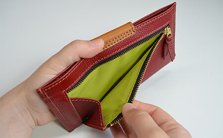 スマート長財布（シュリンクレザー・レッド）　BK005