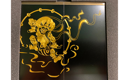風神雷神図屏風（黒・金） 民芸品 工芸品 伝統技術 