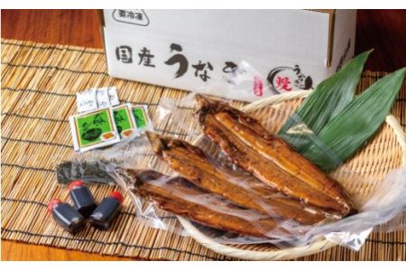 国産うなぎ 関西風蒲焼 大サイズ３枚(合計約450g)薬味付【古座川グルメ市場】【miw106】
