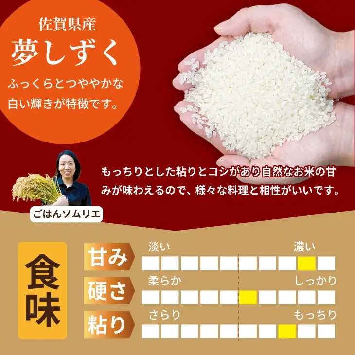 ご飯ソムリエ厳選！夢しずく20kg（5kg x 4）（肥前糧食） D480-002