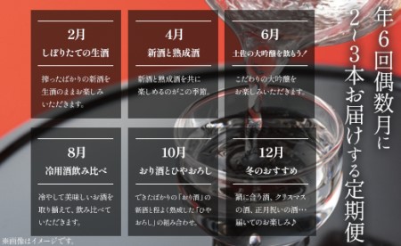 【偶数月定期便・年6回お届け】地酒豊能梅の頒布会 日本酒お楽しみ便 - お酒 おさけ 日本酒 アルコール 飲み物 飲物 飲料 定期便6回 パーティー 特別な日 記念日 手土産 おとりよせ お取り寄せ ビン 瓶 飲みやすい 高知県 香南市 Wgs-0179