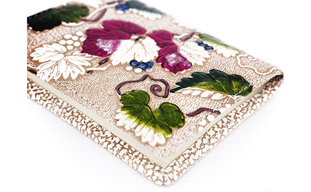 【文庫屋大関】箱まち小銭入れ　野葡萄【皮革工芸品】 ファッション小物 財布 民芸品 