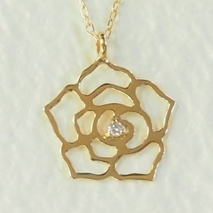 K18　ダイヤモンド薔薇 ペンダントネックレス　HH-018729