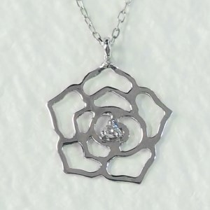 プラチナ900/850　ダイヤモンド 薔薇ペンダントネックレス　HH-018731