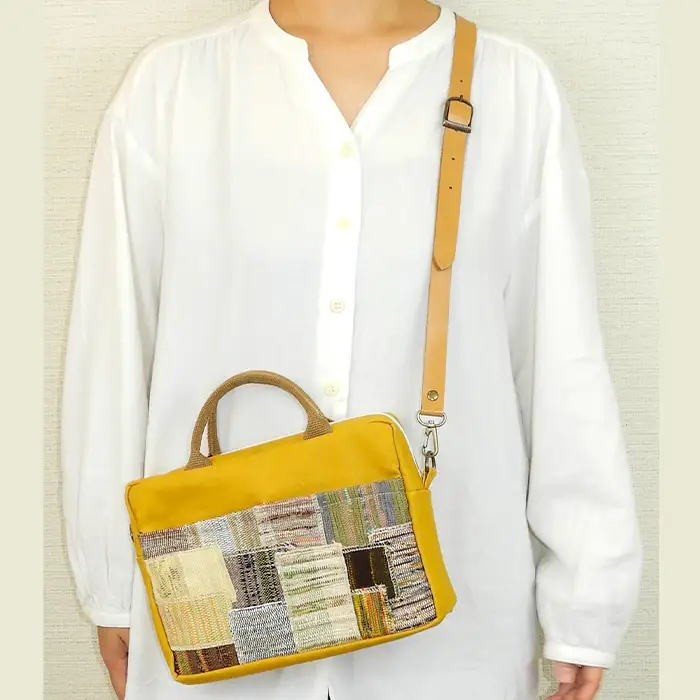 帆布のハギハギミニショルダー（マスタード）「思いやり型返礼品（支援型）」