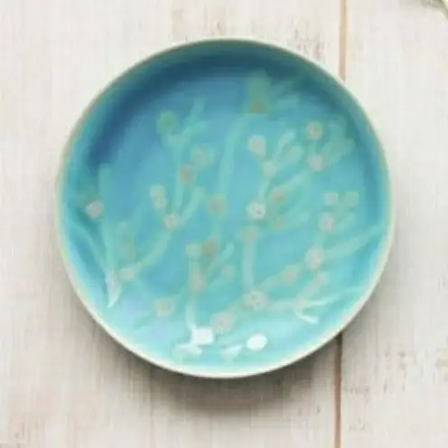 【datta.沖縄南の島陶芸工房】珊瑚プレート 取り皿（2枚セット）瑠璃紺×青色 ☆ やちむん 読谷村 コーラル セット商品 器 お皿 伝統工芸品 地場産品 ブルー