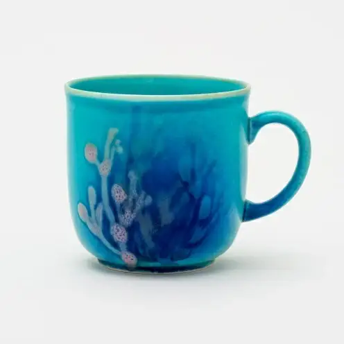 【datta.沖縄南の島陶芸工房】珊瑚カップ 瑠璃紺x青色（ペア）