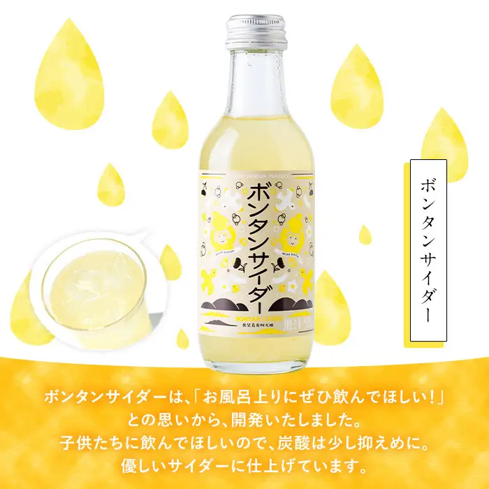 ボンタンサイダー(12本)一つ一つ手作業で皮を剥き、果汁をしぼり仕上げました！ぼんたん ボンタン 文旦 サイダー ジュース 飲み物 飲料 果汁 フルーツ 果物 炭酸【ボンタンプロジェクト】akn055-01