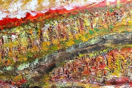 富士山溶岩パワーアート「里の赤富士」 絵画 アート