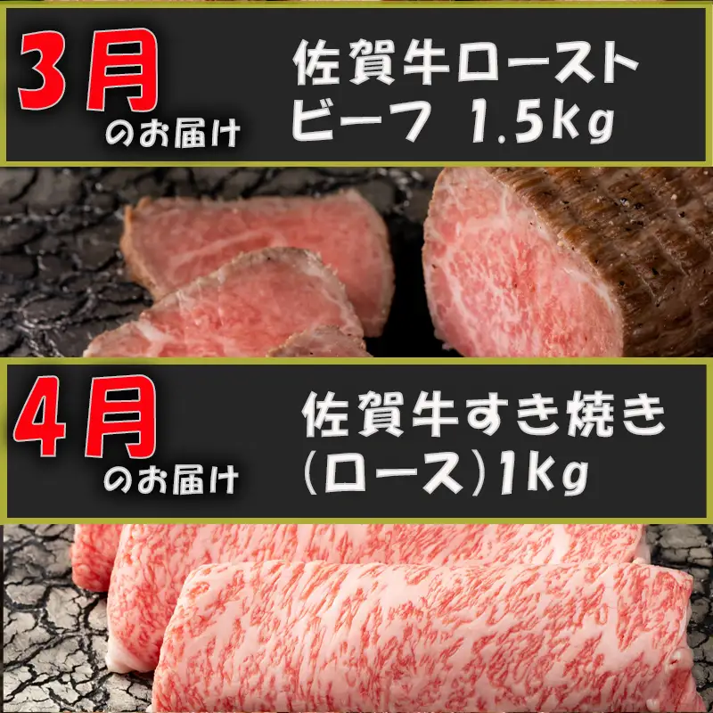 【定期便全12回】佐賀牛定期便「ロースブロック・ヒレステーキ(3回)・ローストビーフ(3回)・すき焼き用(ロース）・しゃぶしゃぶ用(ロース)・カルビ焼肉(ロース)・サーロイン・赤身ももブロック」 毎月発送いたします! ハンバーグ ステーキ
