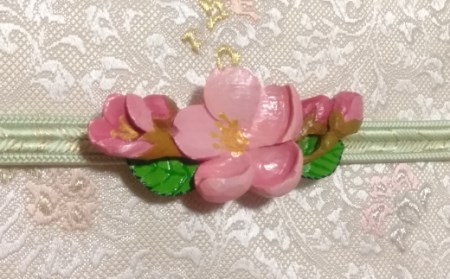 4月の帯留め（桜・ピンク）（兼ブローチ）【hms004A】