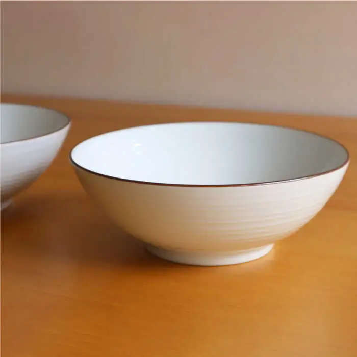 【白山陶器】【どんぶり】白磁千段 7寸平鉢 2ピースセット 【波佐見焼】[TA113] どんぶり