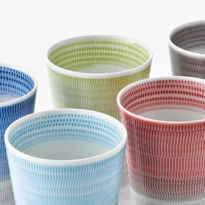 【波佐見焼】色染め流し フリーカップ（中）5色セット 食器 皿 【一真窯】 [BB48]  波佐見焼
