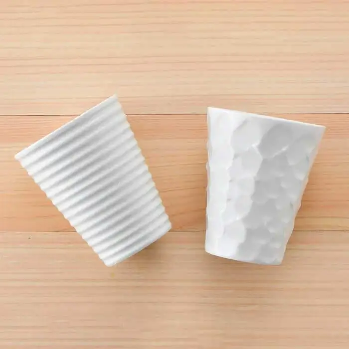 【波佐見焼】白磁手彫 フリーカップ（大）2個セット 食器 皿 【一真窯】 [BB49]  波佐見焼