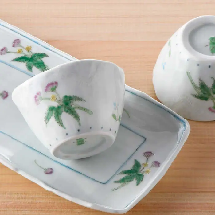 【波佐見焼】ねむの木 長角皿 プレート おしゃれな彫入りカップ 湯呑み 2個組 食器 皿 【藍水】 [GB29]  波佐見焼