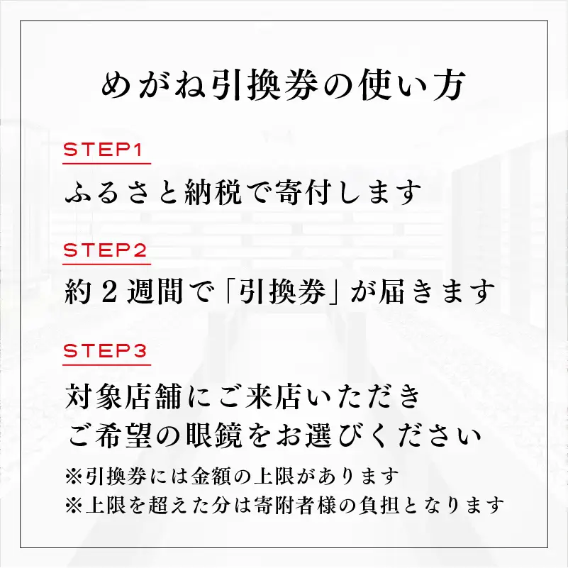 『鯖江産 高級めがね引換券：プラチナ（10万円相当）』