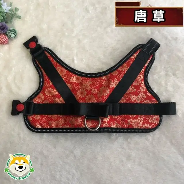 【 京都西陣金襴織 】中型犬ハーネス 華 （唐草）《柴犬柄コースター付き！》【柴犬コウタのハッピィショップ】［ 犬用ハーネス 背中に乗せてカチッと留めるだけ 胴輪 抜けにくい お正月 お祝い 人気 おすすめ ギフト プレゼント お取り寄せ 通販 送料無料 ふるさと納税 ］
