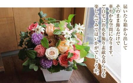 翌月より発送開始 お花の定期便 ・ デザインアレンジメント ・ カゴ付き 毎月2回 3ヶ月間 (計６回) アレンジメント 季節の花 生花 花 定期便 FJ103