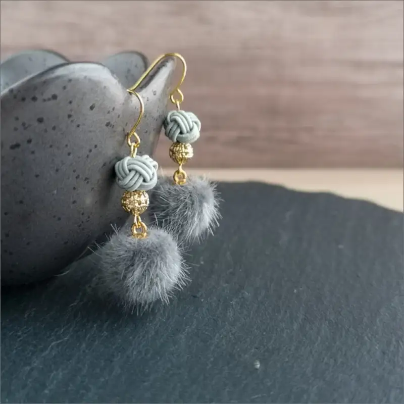 水引ピアス「グレー」花時ピアス