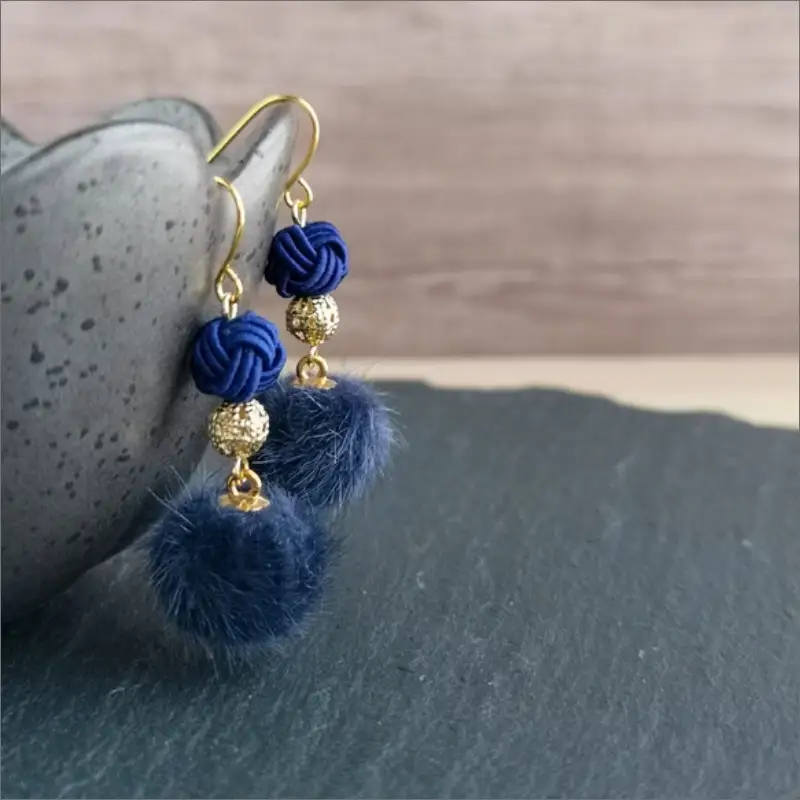 水引ピアス「ネイビー」花時ピアス