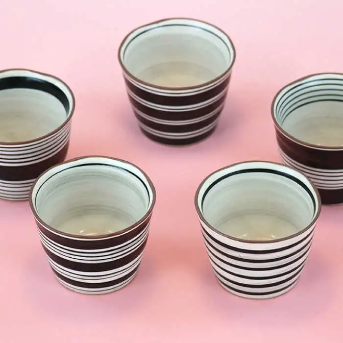 【波佐見焼】蕎麦猪口（マルチカップ）ボーダー そばちょこ 小鉢 陶器  食器 皿 【鐵山陶器】 [ZD10] 波佐見焼