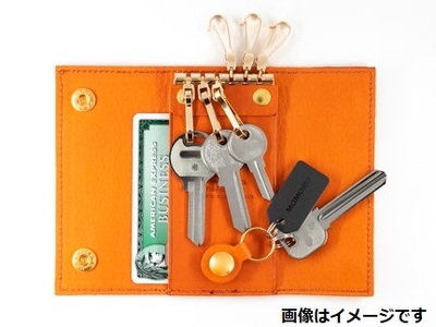 maf pinto レザーキーケース 本革 鍵入れ コンパクト マルチ カードキー オレンジシュリンク