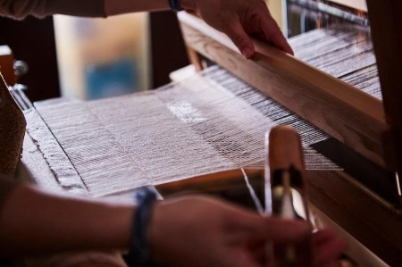 和綿手紡ぎ手織り布Sサイズ BZ007 兵庫県 丹波篠山市 綿 和綿 コットン 手織り タオル ストール