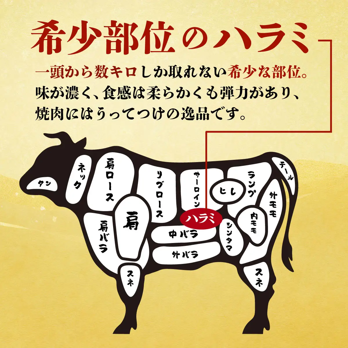 ヤマジュウの特製タレ漬け！和牛ハラミ肉５００ｇ
