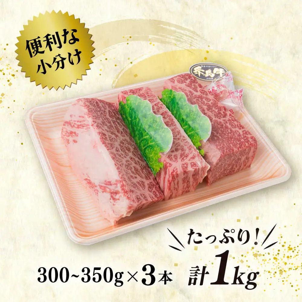 【ローストビーフ用】モモ肉 ブロック 3本入り 約1kg A4ランク 糸島 黒毛和牛  糸島【糸島ミートデリ工房】[ACA016]
