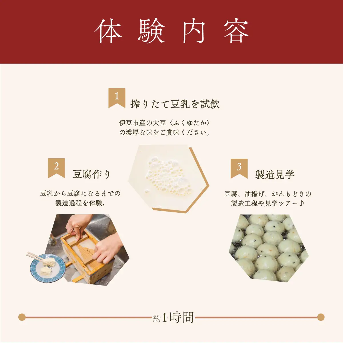 【季多楽】豆腐と揚げ物付き！！伊豆市産大豆で美味しい豆腐作り体験チケット