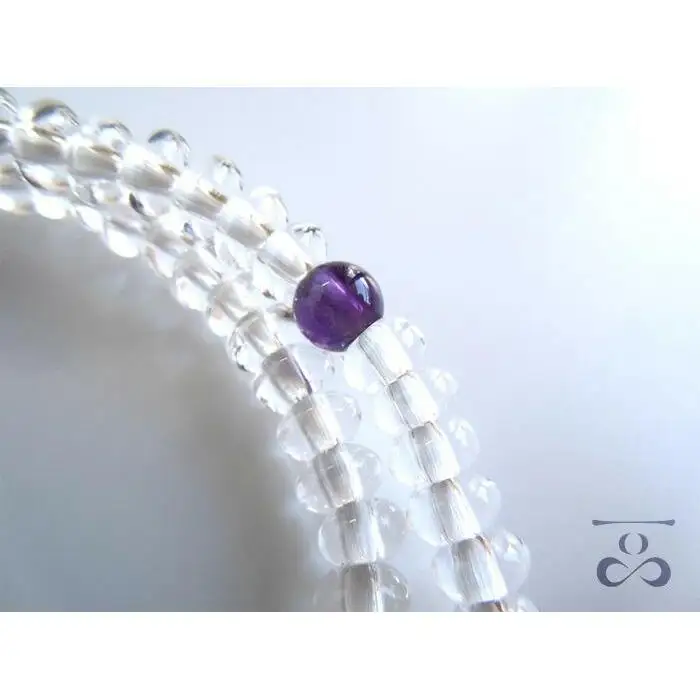 【京都 安田念珠店】 ≪一品（ひとしな）シリーズ≫ 水晶108玉ブレス紫水晶仕立
