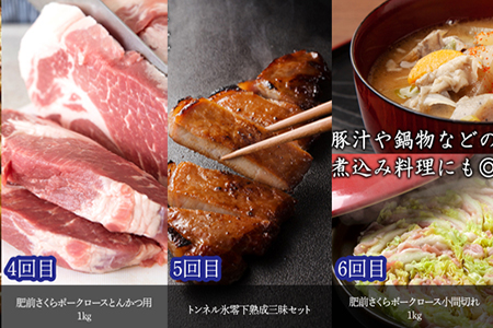 「全6回定期便」豚肉定期便 和豚もち豚 肥前さくらポーク ロース スライス セット