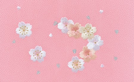帯揚げ　ピンクに花柄刺繍　帯上げ　着物に 織物 ファッション 和装 式 篠原縫製