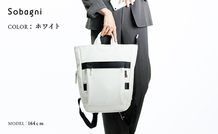 Sobagni　Back Pack 180 01 ファッション カバン バッグ エシカルレザー製 ファスナー付き  ブラック