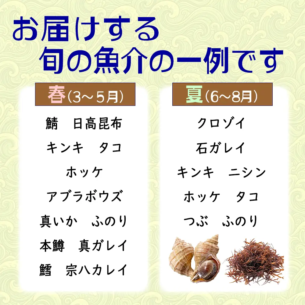 ＜定期便6回＞北海道産 旬の魚介 4~5種 お楽しみ定期便