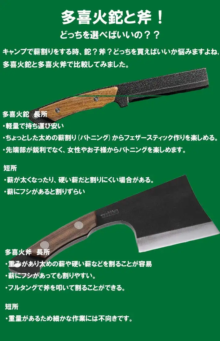 BABACHO] 薪割りに 多喜火斧 （手斧） 革ケース付き キャンプ 燕三条製