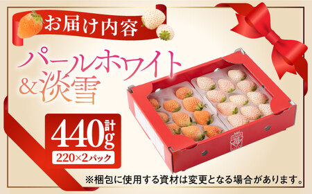 【先行予約 2027年1月～発送】白いちご「淡雪」＆「パールホワイト」食べ比べ セット 計440g / いちご [ICQ001]