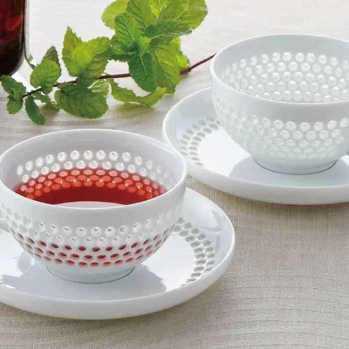 【波佐見焼】水晶プレミアム ティーカップ ソーサー 2客セット 食器 皿 【丹心窯】 [AB37]  波佐見焼