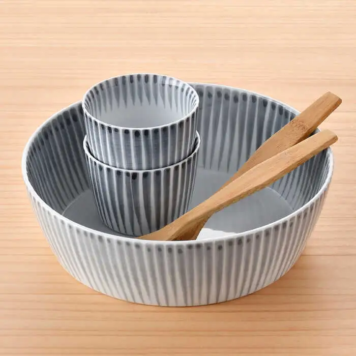【波佐見焼】十草 丸 大鉢 1点 そばちょこ 2点（うす墨色） 食器 皿 【大新窯】 [DC89]  波佐見焼