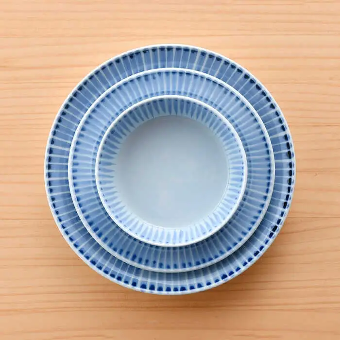 【波佐見焼】十草 プレート （19cm・24cm）・ボウル 小 3点セット（青色） 食器 皿 【大新窯】 [DC97]  波佐見焼