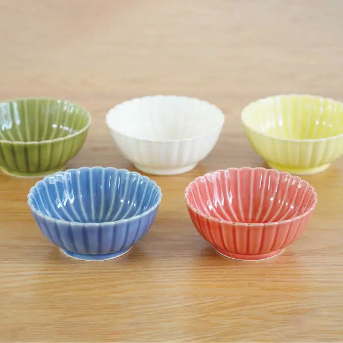 【波佐見焼】花しのぎ 丸小付 小鉢 5色セット（白・薄青・薄緑・薄黄・薄赤） 食器 皿 【団陶器】 [PB90] 波佐見焼