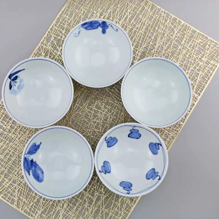 【波佐見焼】古伊万里 青磁絵（手描） 茶漬 5客揃 A 茶碗  食器 皿 【不二商店】 [UC13] 波佐見焼