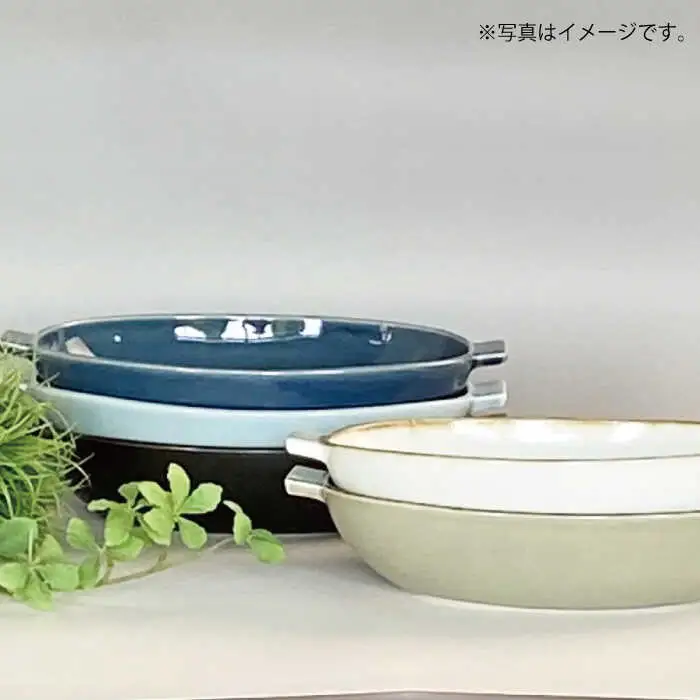 【波佐見焼】グラタン皿 大 ホワイト（藁白） 2枚セット カレー皿 パスタ皿 食器 皿 【和山】 [WB134]  波佐見焼