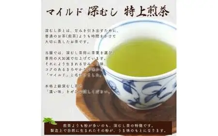 八女茶100％ まろやか濃い味「マイルド深むし特上煎茶」100g×6袋＜岩崎園製茶＞ 八女茶 煎茶 深むし茶 緑茶 産地直送 無添加 無着色 特上 おもてなし 075-023