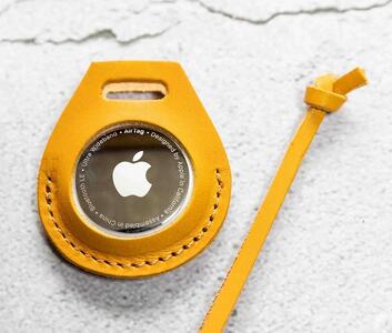 エアタグ用 ケース カバー レザー 本革 apple airtag 【イエロー】