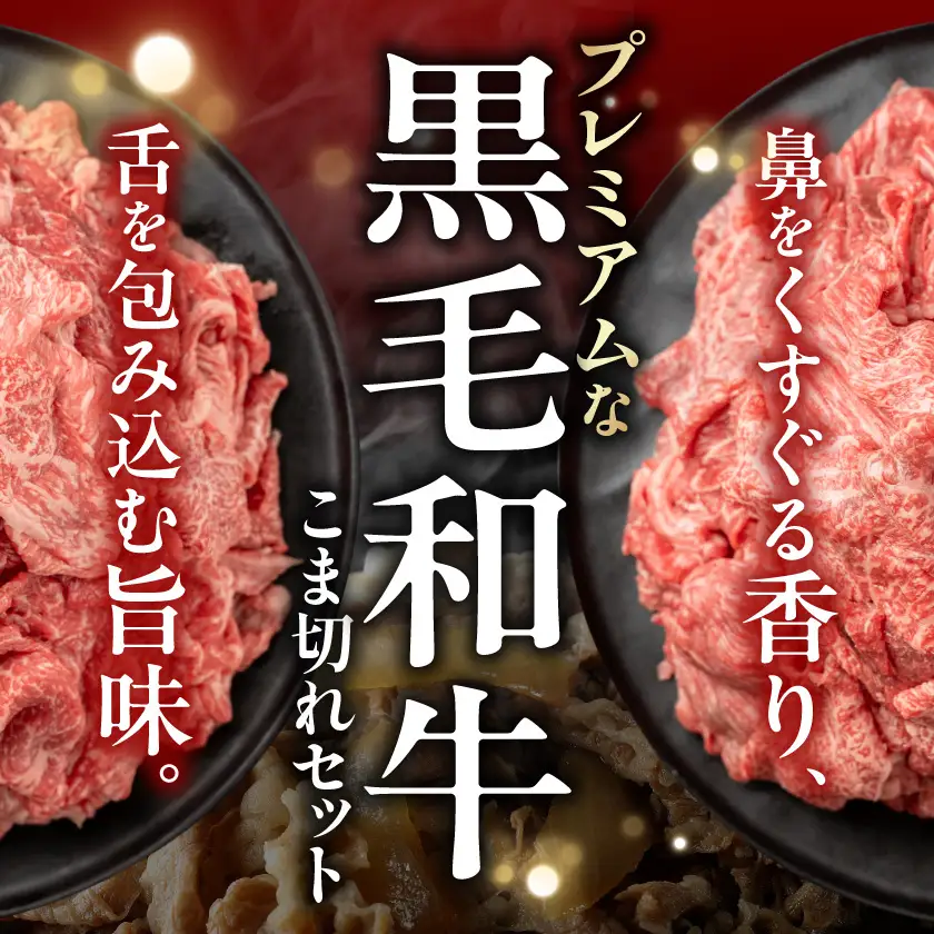 黒毛和牛こま切れ1.5kgセット（黒たれ付）〔MJ-31-014〕_(都城市) 黒毛和牛 国産牛肉 都城市 小間切れ(250g×6) にくほんぽ黒たれ 小分け タレ もも肉 ばら肉 牛丼/肉じゃが/ビーフシチュー モモ肉 バラ肉 牛肉 黒毛和牛 便利