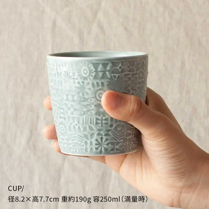 【波佐見焼】PATTERNED CUP ペア 2色セット squall gray ＋yellow 食器 皿 【BIRDS’ WORDS】 [CF028] 波佐見焼 食器