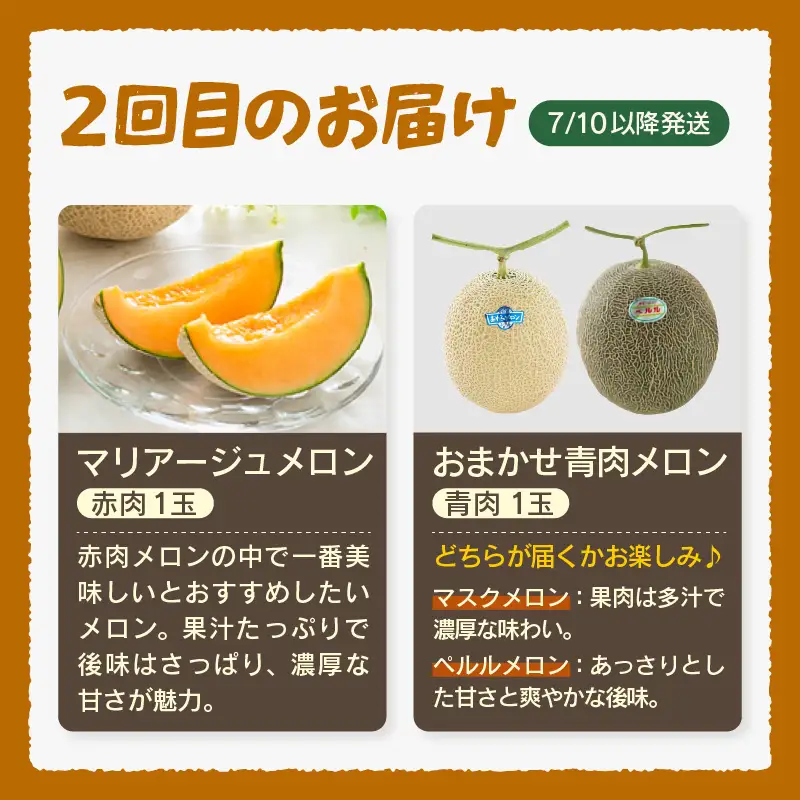 【先行予約】≪定期便/全3回≫フルーツ王国あわらのこだわり5品 農家直送 厳選品／ 期間限定 果物 フルーツ 青肉メロン 赤肉メロン 西瓜 とうもろこし 産地直送 ※2027年6月中旬より順次発送 [aw039-c002]