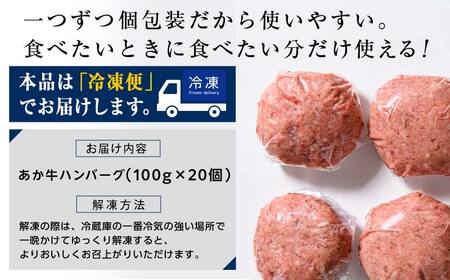 FKK19-268_あか牛100％ハンバーグ（100g×20個） 熊本県 嘉島町